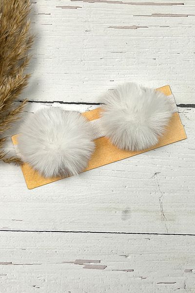 ADABEBEK Baby Girl and Child Double Pompom Bandana Hair Band