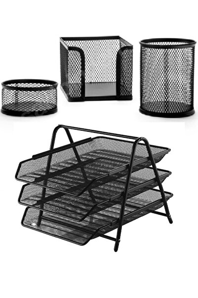 Cassa Комплект от 4 метални рафта за документи, 3 части, черни - Комплект от ...