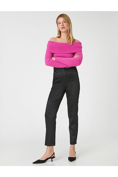 Koton Pantaloni clasici din satin cu buzunare
