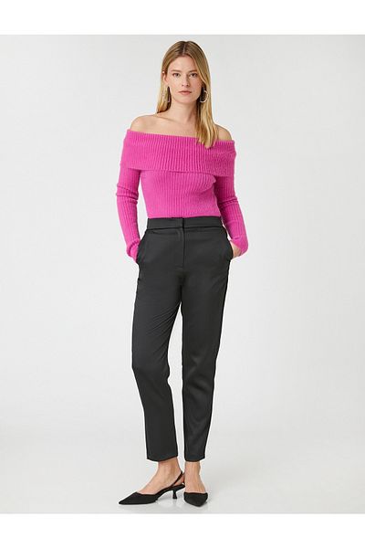 Koton Pantaloni clasici din satin cu buzunare