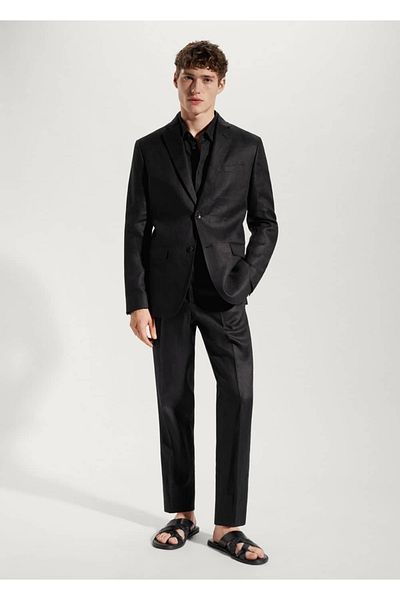 MANGO Man Μπουφάν Blazer από 100% λινό Slim Fit Fabric