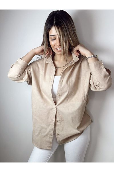 anka women Γυναικείο λινό πουκάμισο Owersize