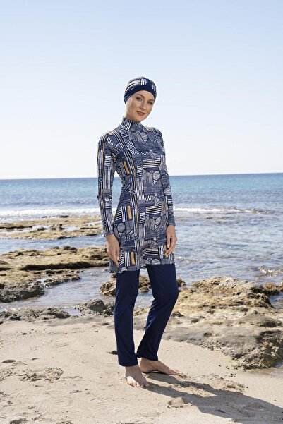 Estiva Γυναικείο μαγιό Hijab με ψηφιακό σχέδιο με πλήρως καλυμμένο παντελόνι