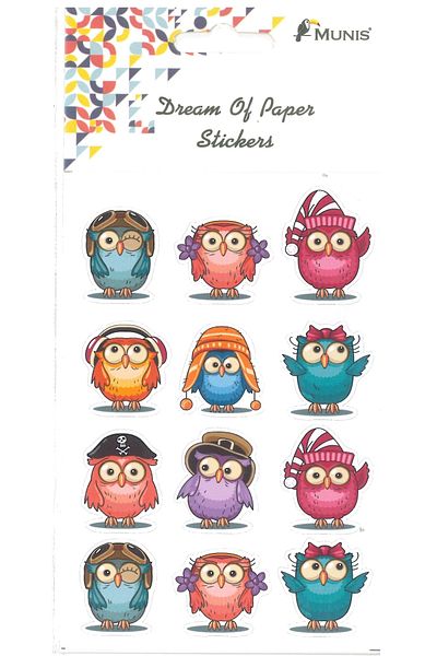 MUNIS Αυτοκόλλητο Cute Owls (1 Φύλλο, Μέγεθος A6)