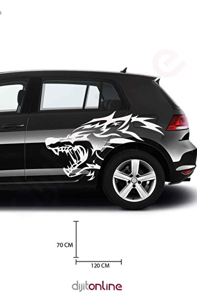 Dijitonline 2 Autocolante pentru Mașină - Autocolant Angry Wolf - Autocolant Wolf - 120x70 Cm