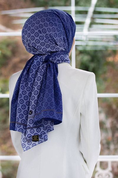 Vissona Γυναικείο πολυτελές μεταξωτό σάλι Indigo