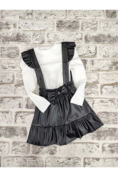 Genel Markalar Siyah Deri Salopet Karpuz Kol Badi 2 Li Takım