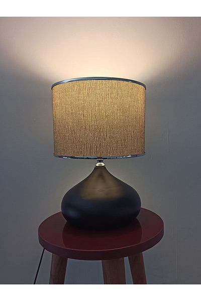 Art&Gift Serenay Metal - Black Elite Lampshade, Beige Head with Silver Detail