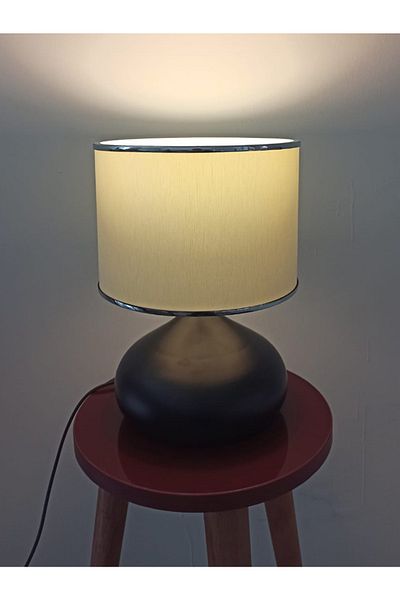Art&Gift Serenay Metal - Black Elite Lampshade, Silver Detailed Cream Headboard