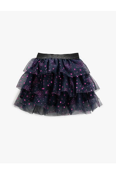Koton Tutu Skirt Layered Star Pattern Cotton Lined