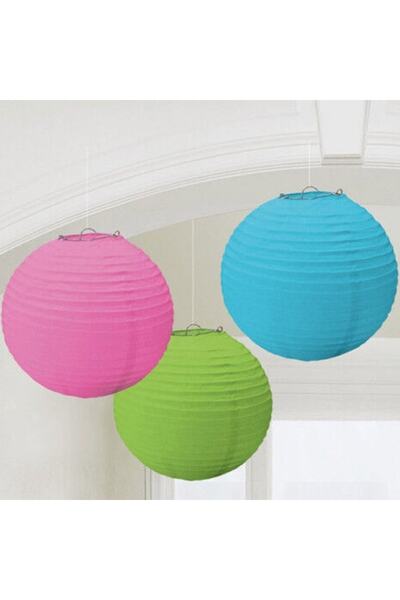 PARTİ SEPETİ Ornament lanternă colorată 3 bucăți