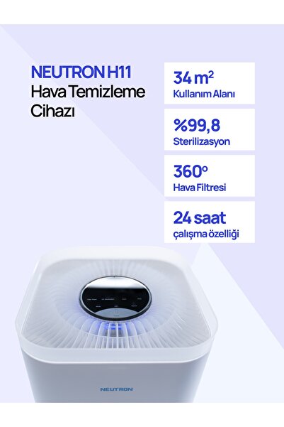 NEUTRON Air Purifier H11 Hepa Filtre Akıllı Hava Temizleyici Beyaz