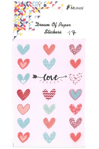 MUNIS Αυτοκόλλητο Hearts Pink Love (1 φύλλο, μέγεθος A6)
