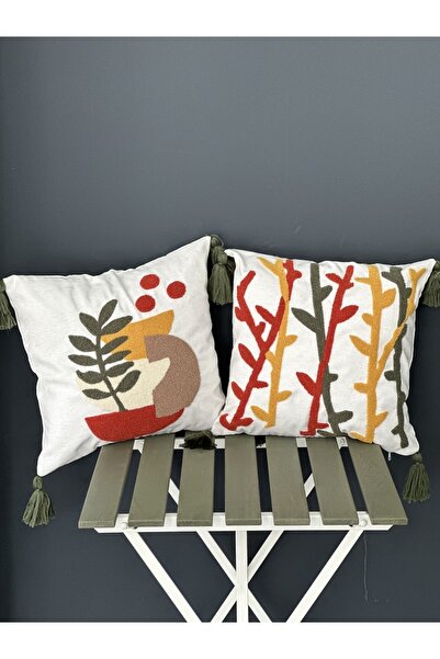 Ottoson 2'li Premium Punch Işlemeli Kırlent Kılıfı