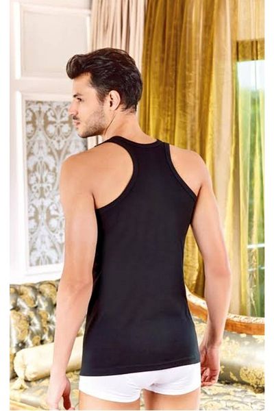 Berrak 1029 Model Black Men's Rambo Single Jersey Tank Top - Single Pack