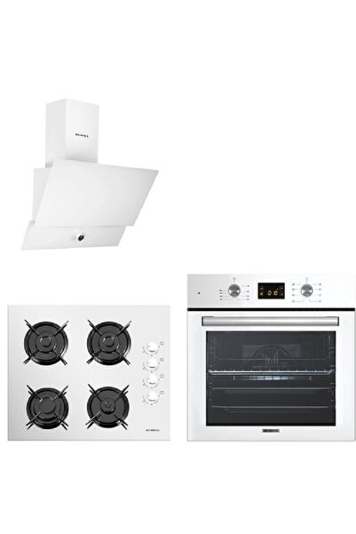 KUMTEL Beyaz Cam Digital / Dokunmatik Ankastre Set - 8 Programlı