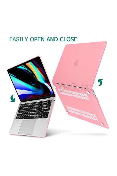 NovStrap Macbook Air M1 Çip A2337 A1932 A2179 13.3 Uyumlu Kılıf Cream Hard Shell Rubber Kapak