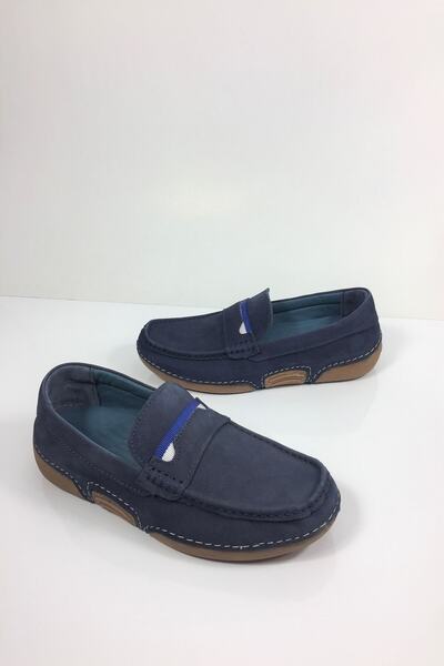 Tabak Deri Hakiki Deri Erkek Hafif Ve Yumuşak Giyimli Babet - Mavi