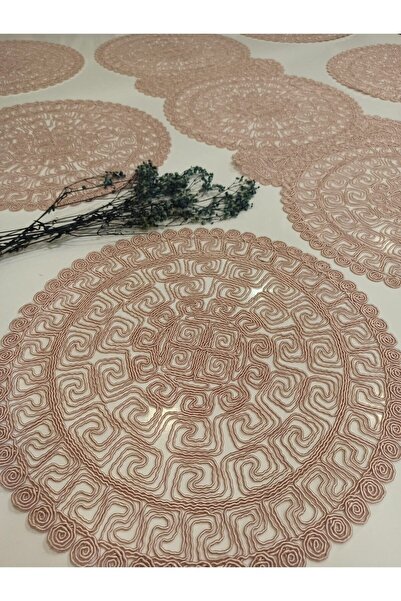 ŞENER HOME Kordone Işlemeli Lüks Amerikan Servis Supla Ve Runner Seti 6 Kişil...