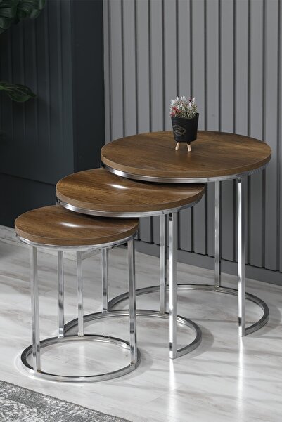 FAYMEND 3lü Lüx C Zigon Sehpa Gümüş Barok