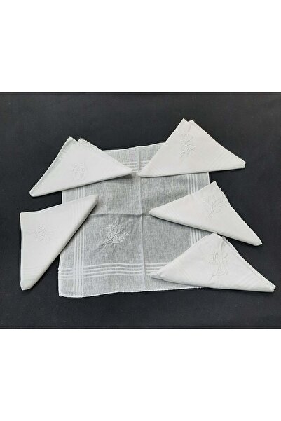 BERKAY Sundan Pamuklu 6 Adet Nakışlı Mendil 28x28