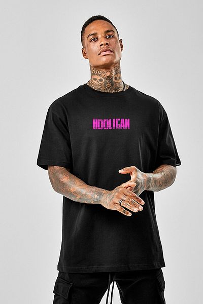 DEEPSENCE Men's Oversize T-shirt Black Hooligan Back Printed