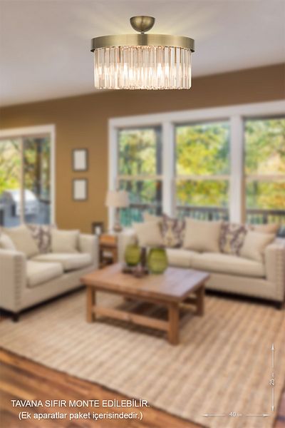 Avizemoda Desina 40 cm Crystal Stone Chandelier - (Tumbled Finish)