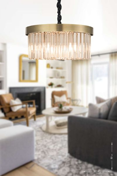 Avizemoda Desina 40 cm Crystal Stone Chandelier - (Tumbled Finish)