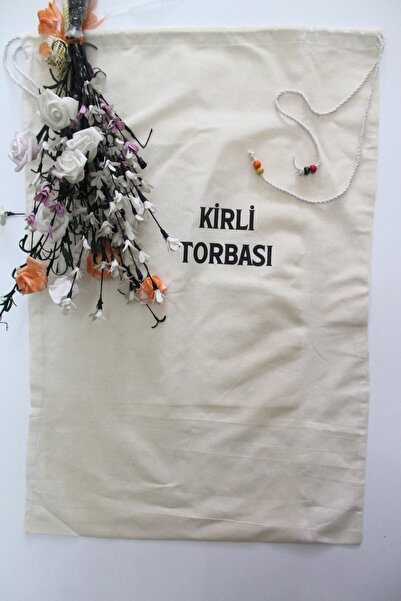 Emtory Home Keten Boncuk Detaylı Çok Amaçlı Kirli Torbası 50x70cm