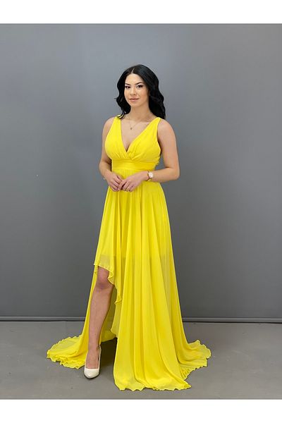 DORİDORCA Yellow Chiffon Dress