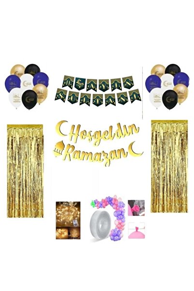 Masalsı Concept Ramazan Süsleri Led Işılı Perdeli Set 10 Balonlu Hoşgeldin Ra...