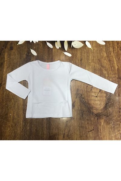 PEMBE LİFE Children's White Seasonal Thin Lycra Long Sleeve Plain Badi-white