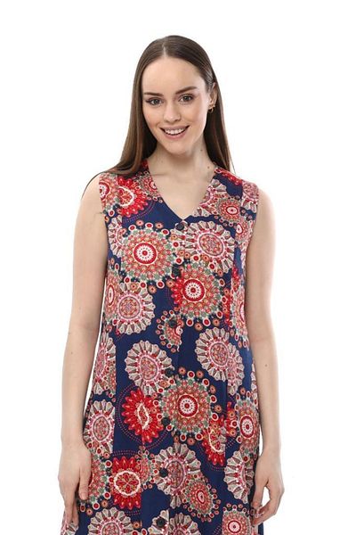 LİKAPA Αμάνικο βαμβακερό βισκόζη Άνετο φόρεμα Navy Blue Mandala
