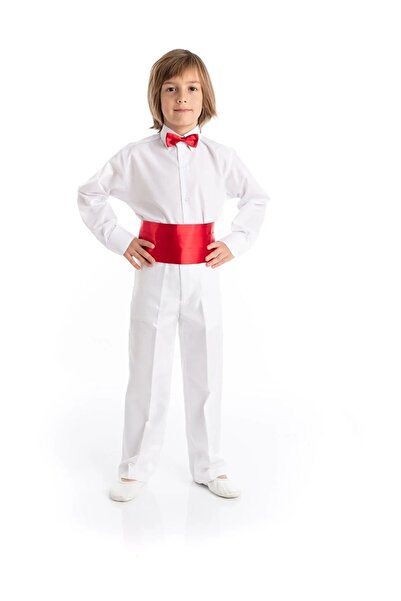 Nacar Erkek Çocuk Gösteri Takımı Gömlek Pantolon Bel Kuşağı Papyon