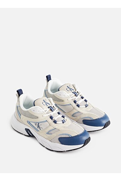 Calvin Klein Men's Lace-Up Brand Logo Sports Style Beige Sneakers Ym0ym00589-0f8