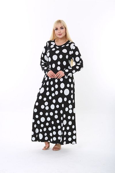mami butik Plus Size Long Sleeve Suitable for Hijab Long Maxi Length Stylish Comfortable Viscose Combed Cotton Dress