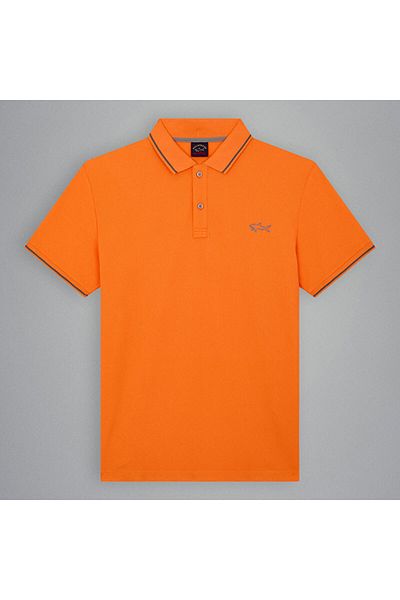 PAUL&SHARK Men's Logo Basic Regular Fit Short Sleeve Orange Polo Collar T-shirt23411230-f05