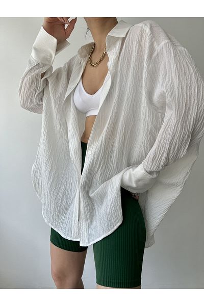 MAİ COLLECTİON Durres bílá oversize košile