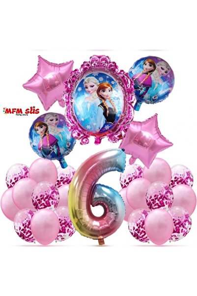 MFM Set de baloane din folie pentru ziua de naștere, cu numărul 6, cu tema Fr...