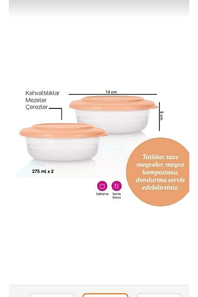 Tupperware Crystal Bowl Set of 2 275 Ml Peach Small Storage Container