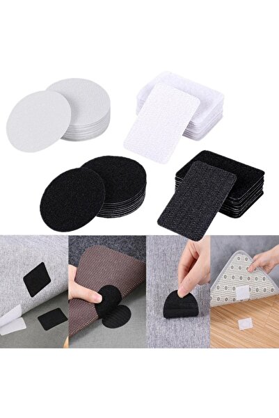 ENZELO 10'lu Halı Kilim Koltuk Örtüsü Sabitleyici Kaydırmaz Cırt Yıkanabilir Yapışkanlı 5 Cm Beyaz