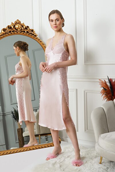 EXCLUSIVE Women's Powder Silk Satin 6-Piece Nightgown Dressing Gown Set