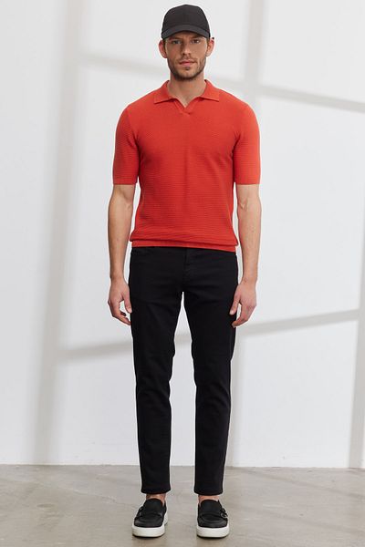 AC&Co / Altınyıldız Classics Men's Brick Standard Fit Normal Cut Polo Neck 100% Cotton Short Sleeve Knitwear T-Shirt