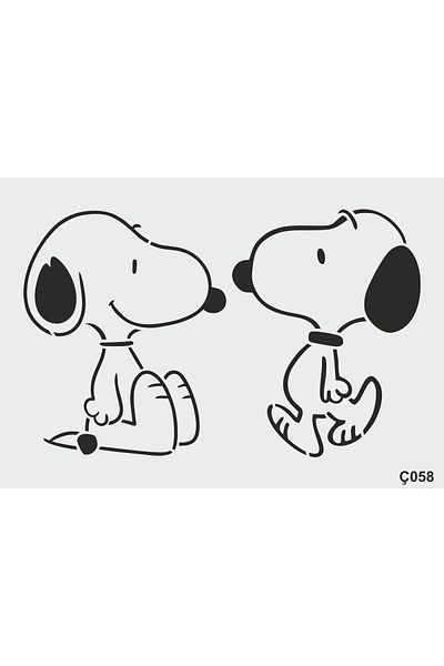 STENCİLTASARIM Snoopy Patterned Wooden Glass Painting Wall