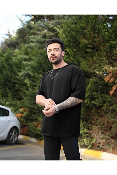 guzellzade Ανδρικό μαύρο μπλουζάκι Oversize