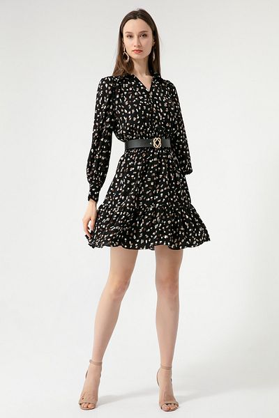 Lafaba Women's Brown Patterned Mini Dress