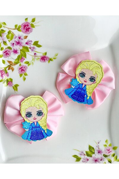 SHEKER HOME 2 Pcs Satin Ribbon Elsa Girl's Dart Buckle - Light Pink