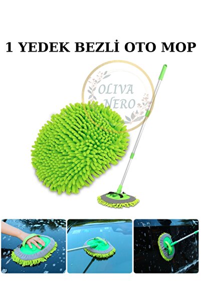 Oliva Nero Oto Mop Araba Cam Sileceği Ele Geçirmeli 1 Yedek Teleskopik Sırık ...