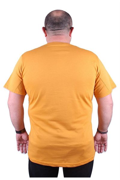 MocGrande Ανδρικό μπλουζάκι μεγάλου μεγέθους - Crew Neck, Space 23123 Mustard