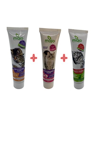 Majo Kediler Için Üçlü Paste Macun Seti (multivitamin,glucosamine,malt Paste)